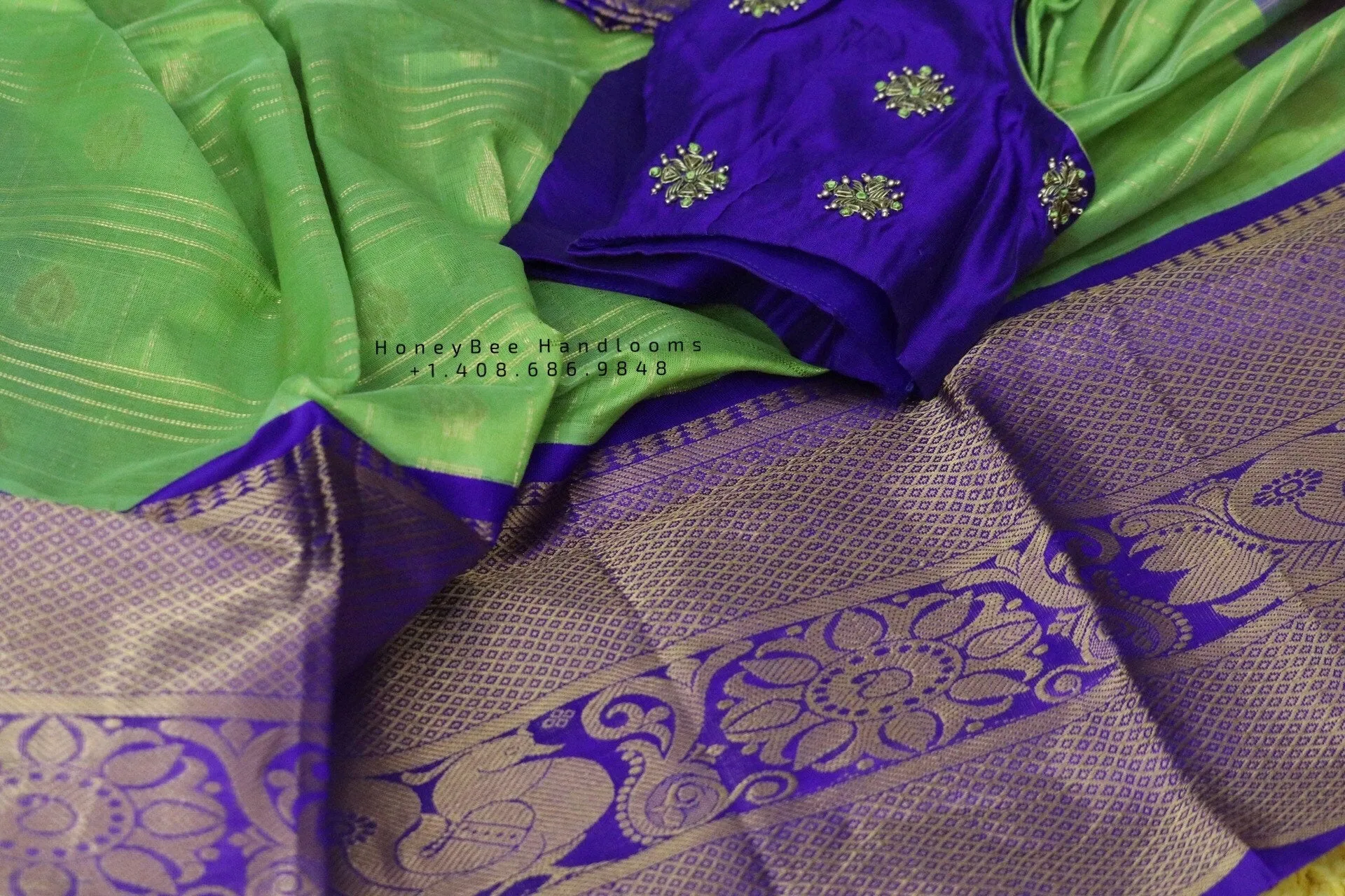 Lyte Weight Pattu Saree blouse -Pattu Blouse -Kuppadam Tissue Pattu Saree blouse - Saree Blouse -Green Saree Blouse -Blue Blouse-Silk Saree