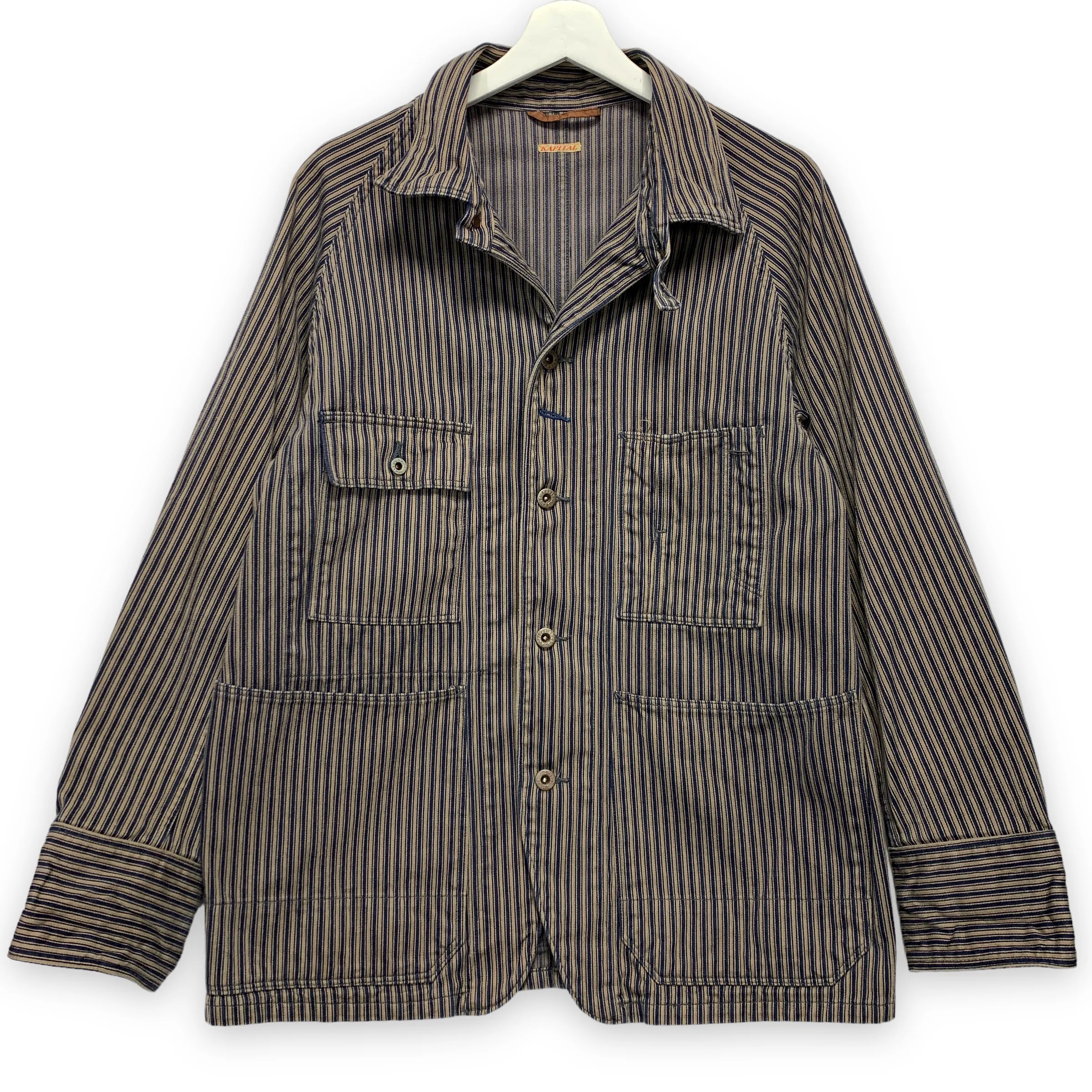 [M] Kapital Kiro Hirata Yamashiro Made Hickory Stripe Denim Smock Jacket