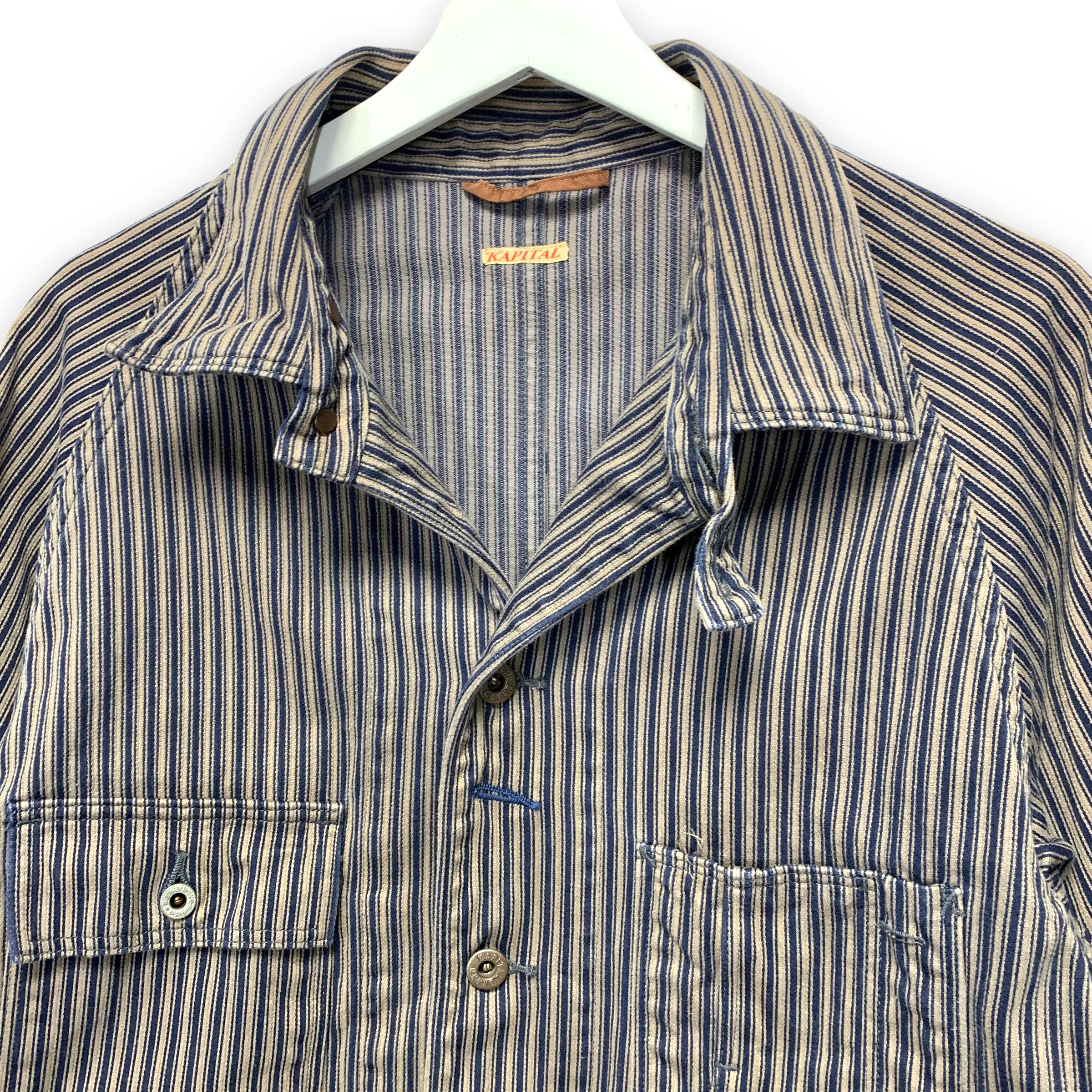 [M] Kapital Kiro Hirata Yamashiro Made Hickory Stripe Denim Smock Jacket