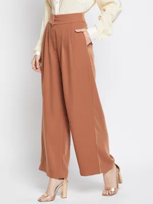 Madame Pleat Detailed Wide Leg Rust Palazzo
