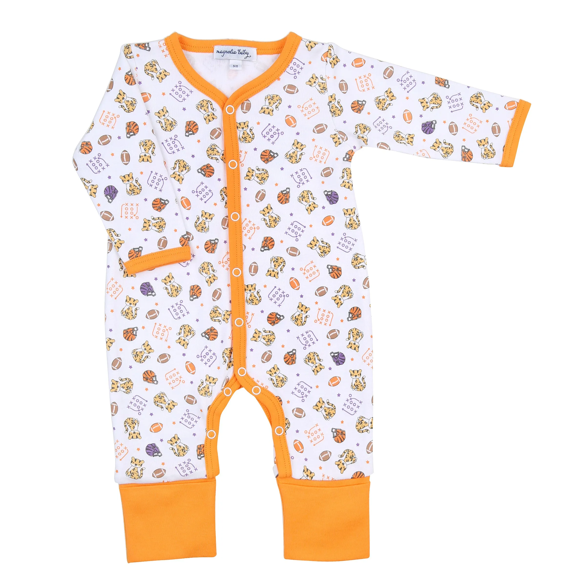 Magnolia Baby Tiger Football Orange-Purple Printed Playsuit