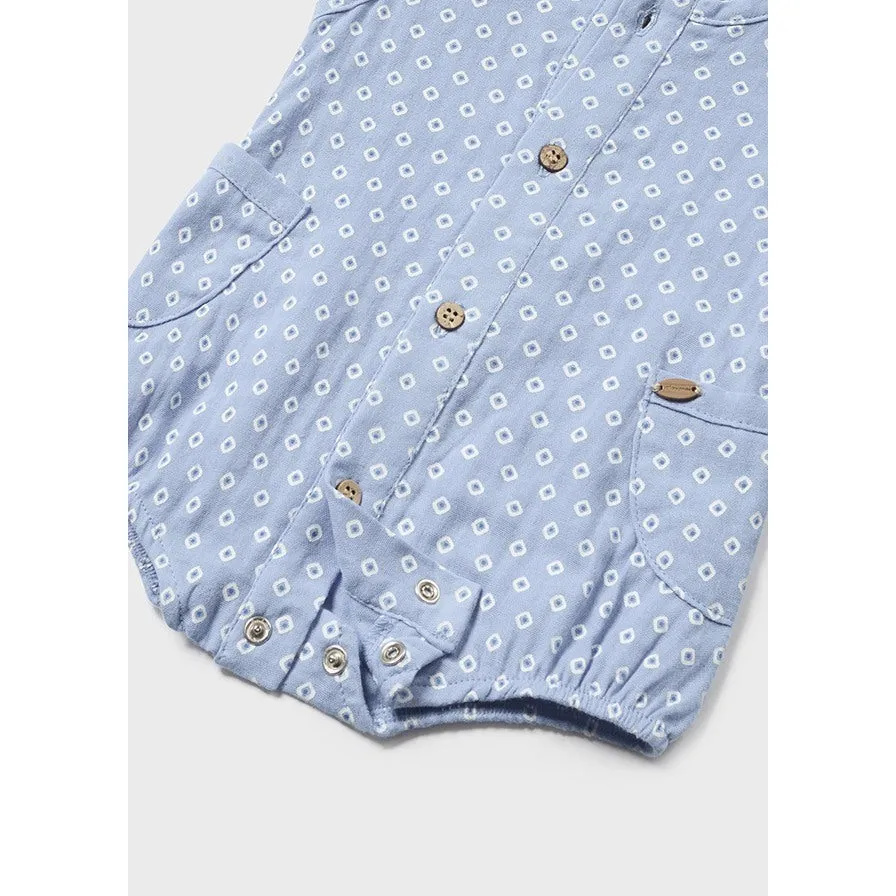 Mayoral Blue Printed Romper & Hat Set