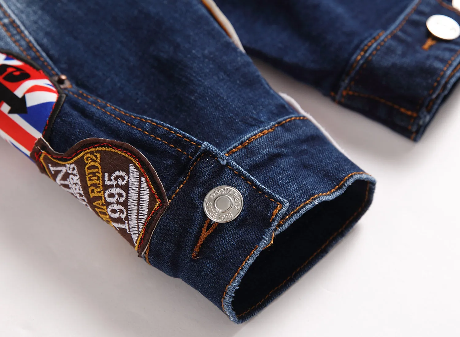 Mens Badge Embroidery Denim Jacket Luxury Outerwear