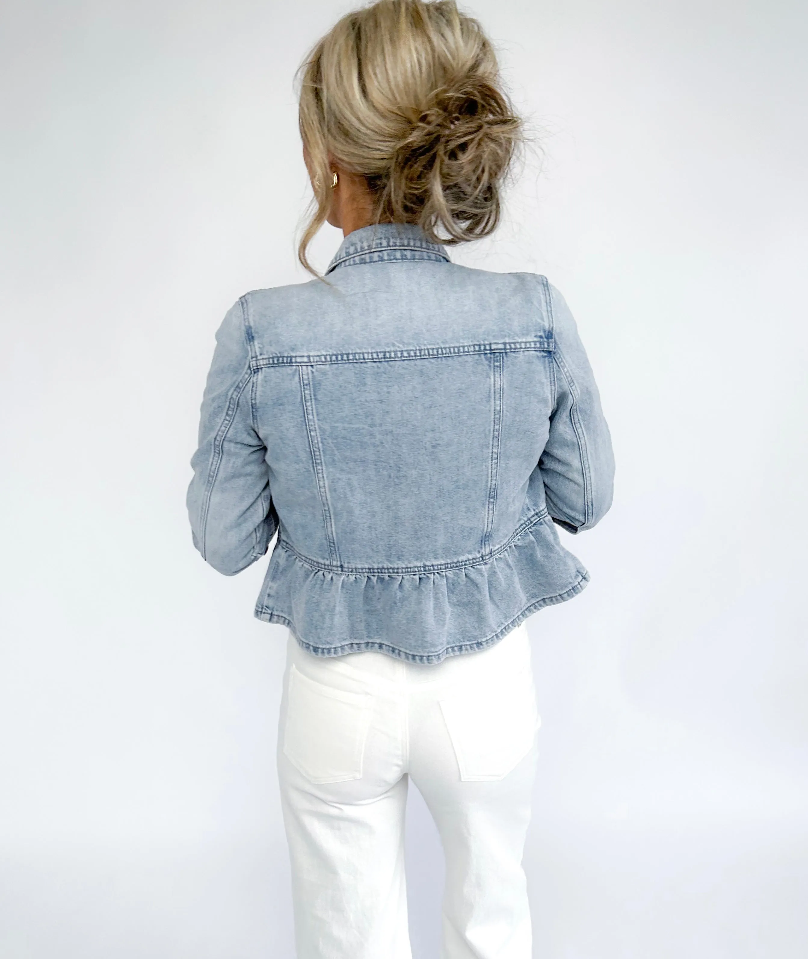 Mia Peplum Denim Jacket (KanCan)