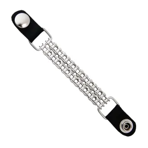 Milwaukee Leather Bike Chain Medallion Vest Extender - Double Chrome Chains Genuine Leather 6.5" Extension MLA1011-Single