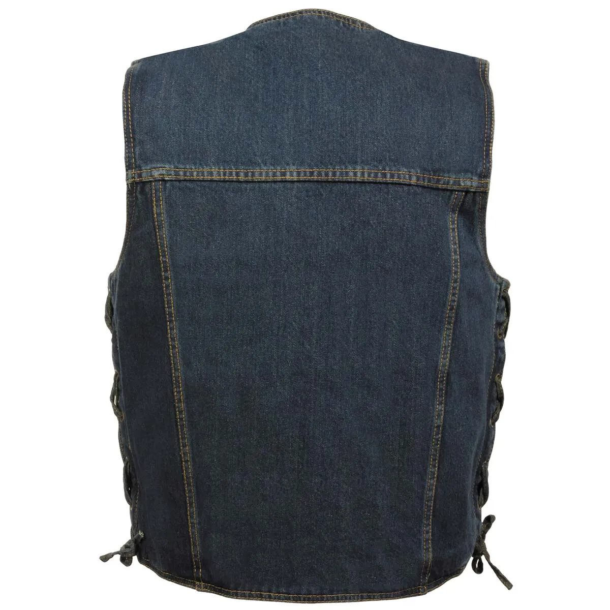Milwaukee Leather DM1360 Men's Blue Side Lace Denim Vest with Chest Pockets