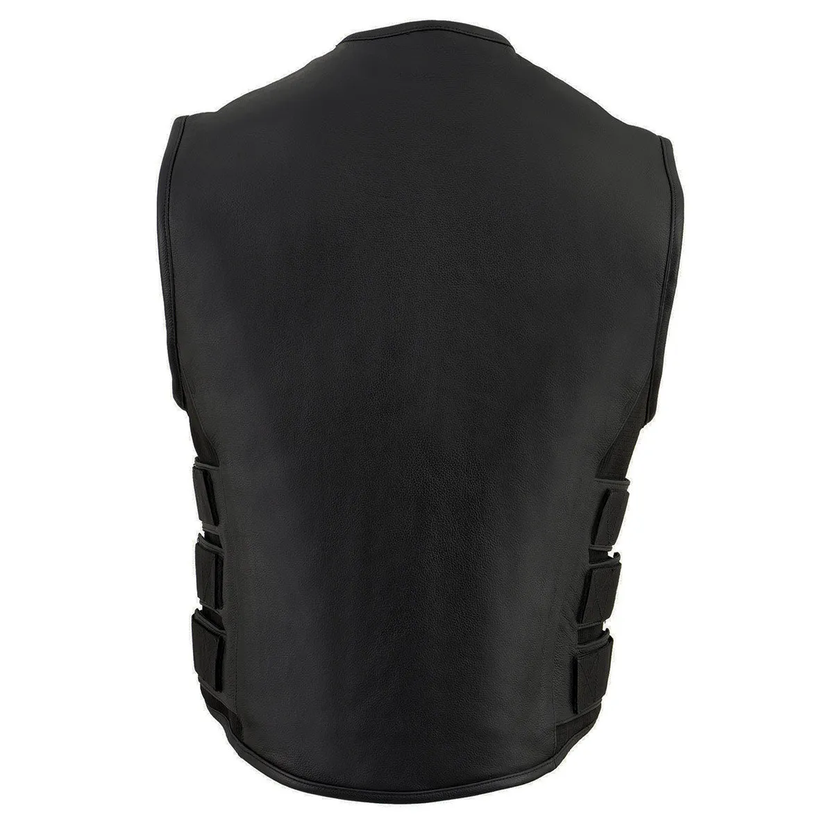 MLM3500 Men's Bullet Proof Style Swat Rider Leather Vest W/ Single Panel Back for Club Patches
