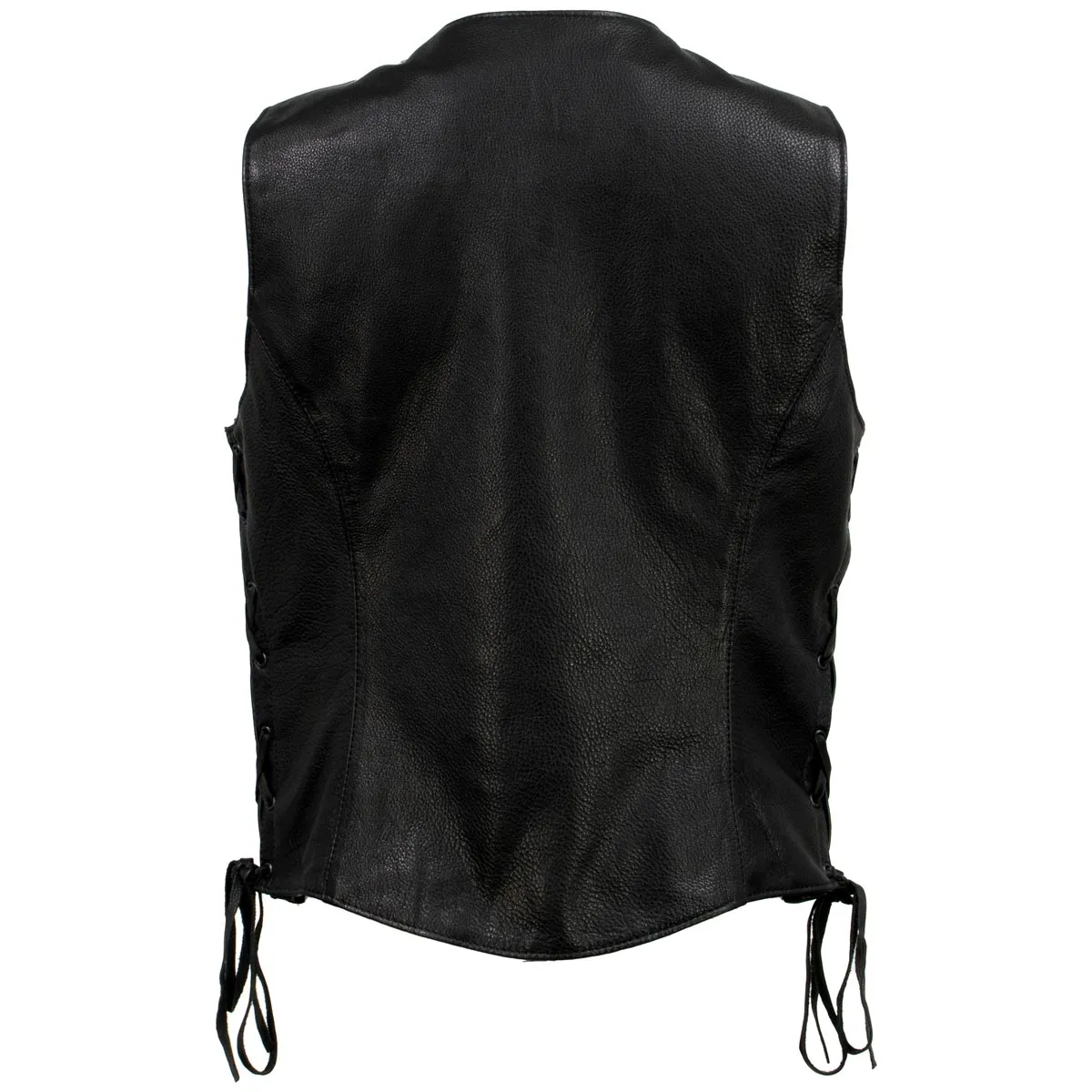 MLVSL5002 Women's Black 'Kitten' Leather Motorcycle Vest with Side Laces