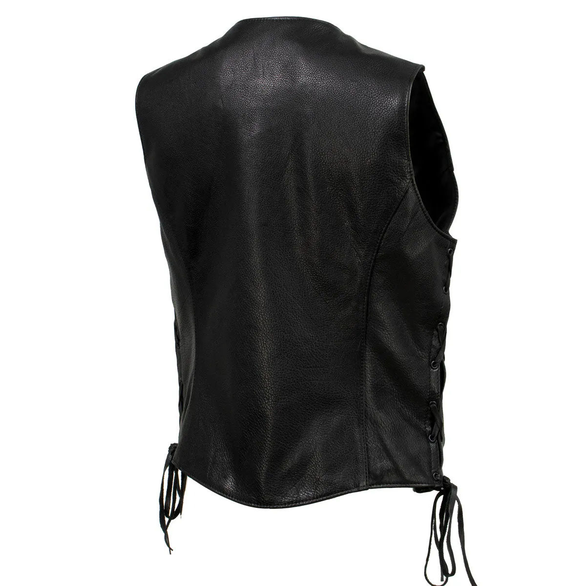 MLVSL5002 Women's Black 'Kitten' Leather Motorcycle Vest with Side Laces