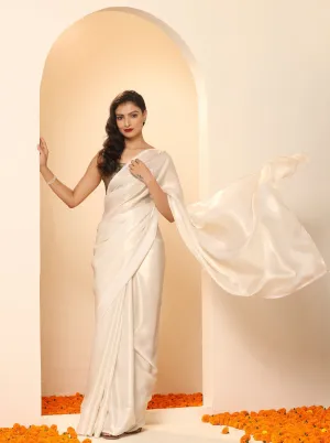 Mother of Pearl White Gold Chiffon Saree