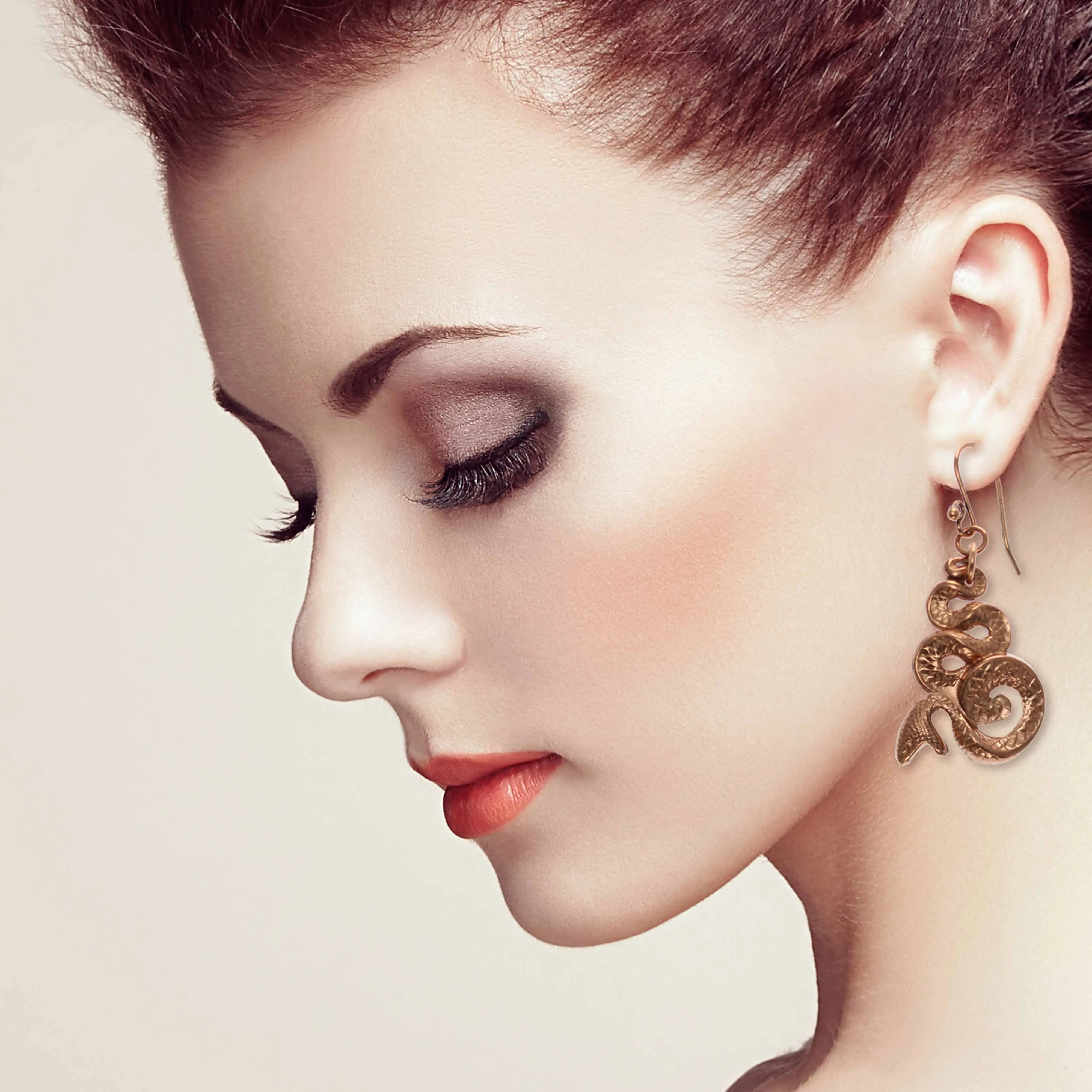Mystic Snake Copper Drop Earrings