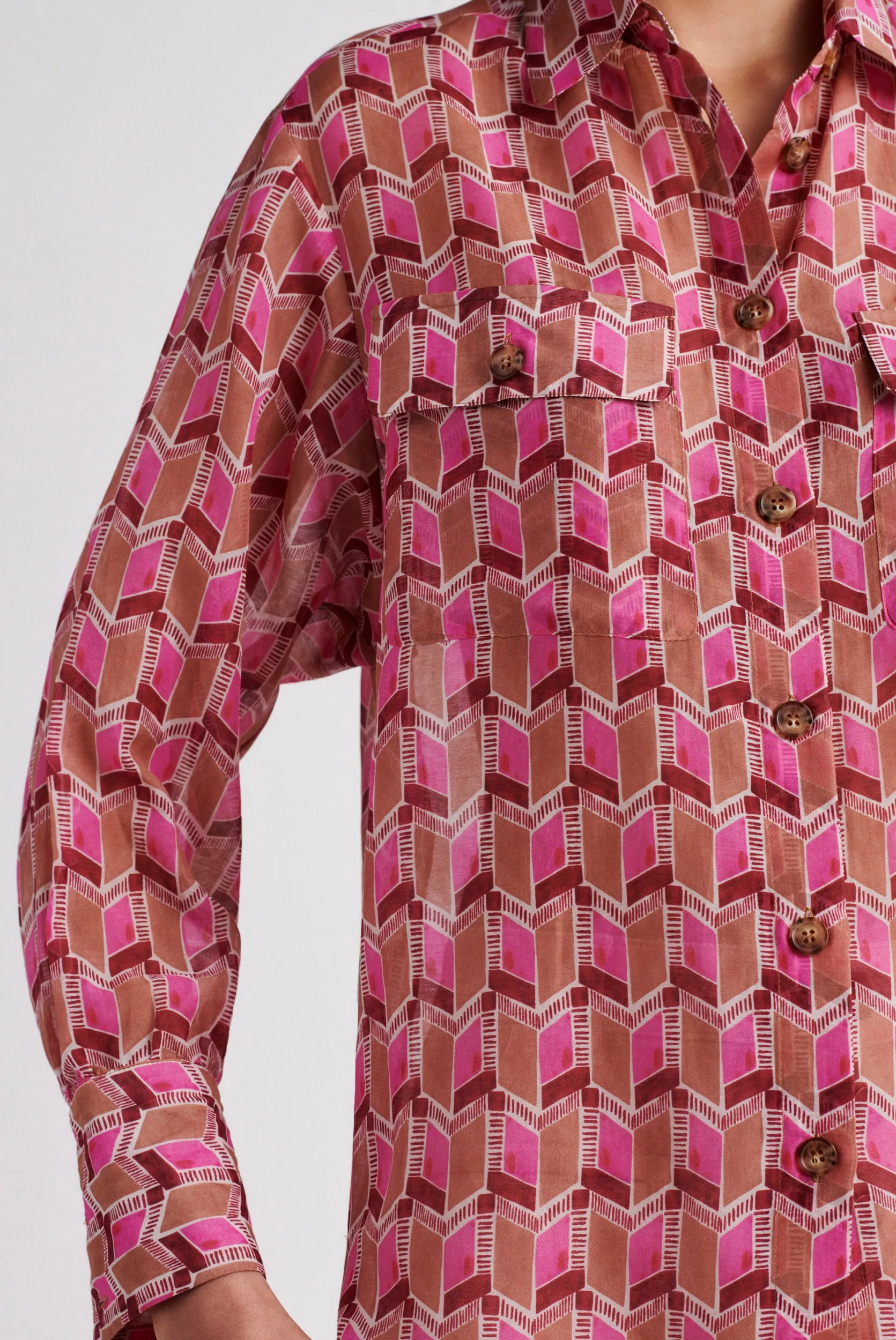 NAIS PRINTED COTTON AND SILK SHIRT