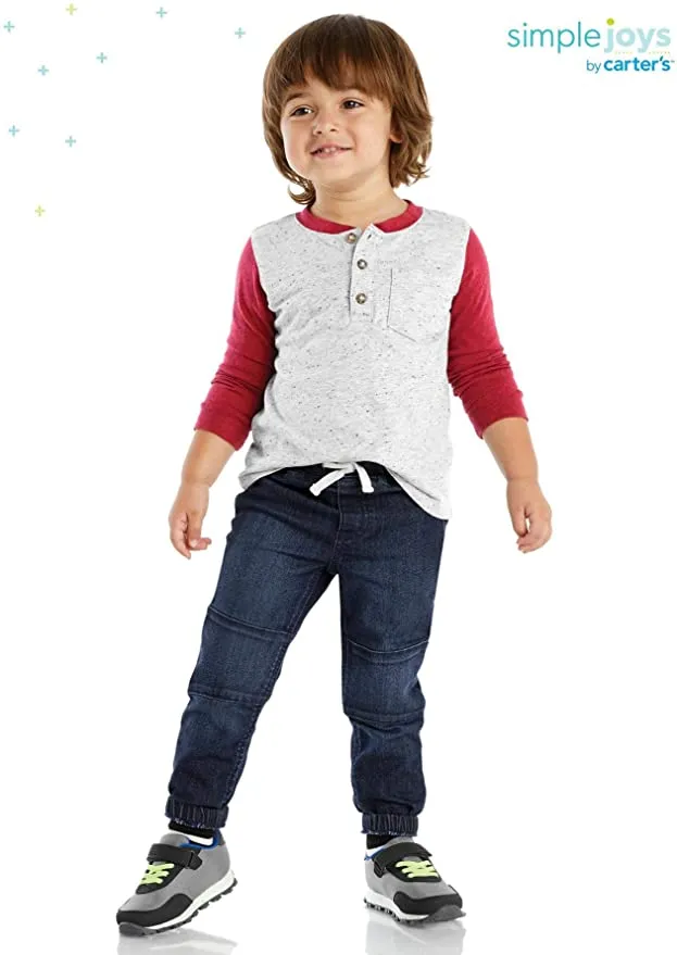 New Simple Joys by Carter's Toddler Boys' 2-Pack Pull On Denim Joggers, Sz 3T!