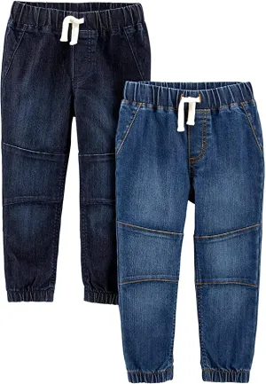 New Simple Joys by Carter's Toddler Boys' 2-Pack Pull On Denim Joggers, Sz 3T!