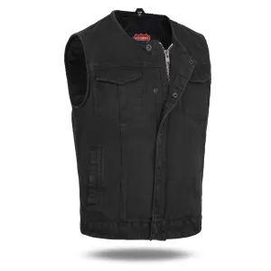 No Collar HL21639DM Black Club Style SOA Denim Men Vest