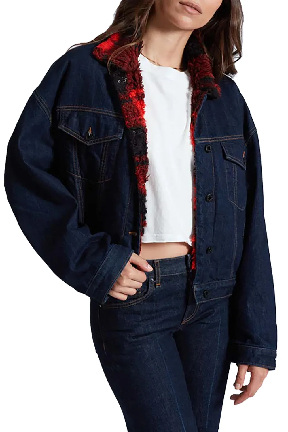 Nova Lined Jacket in Indigo Plaid