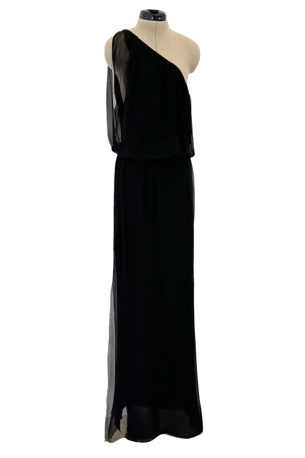 Numbered Resort 1985 Christian Dior by Marc Bohan Silk Chiffon One Shoulder