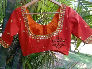 Orange mirror blouse from HoneyBee Handlooms