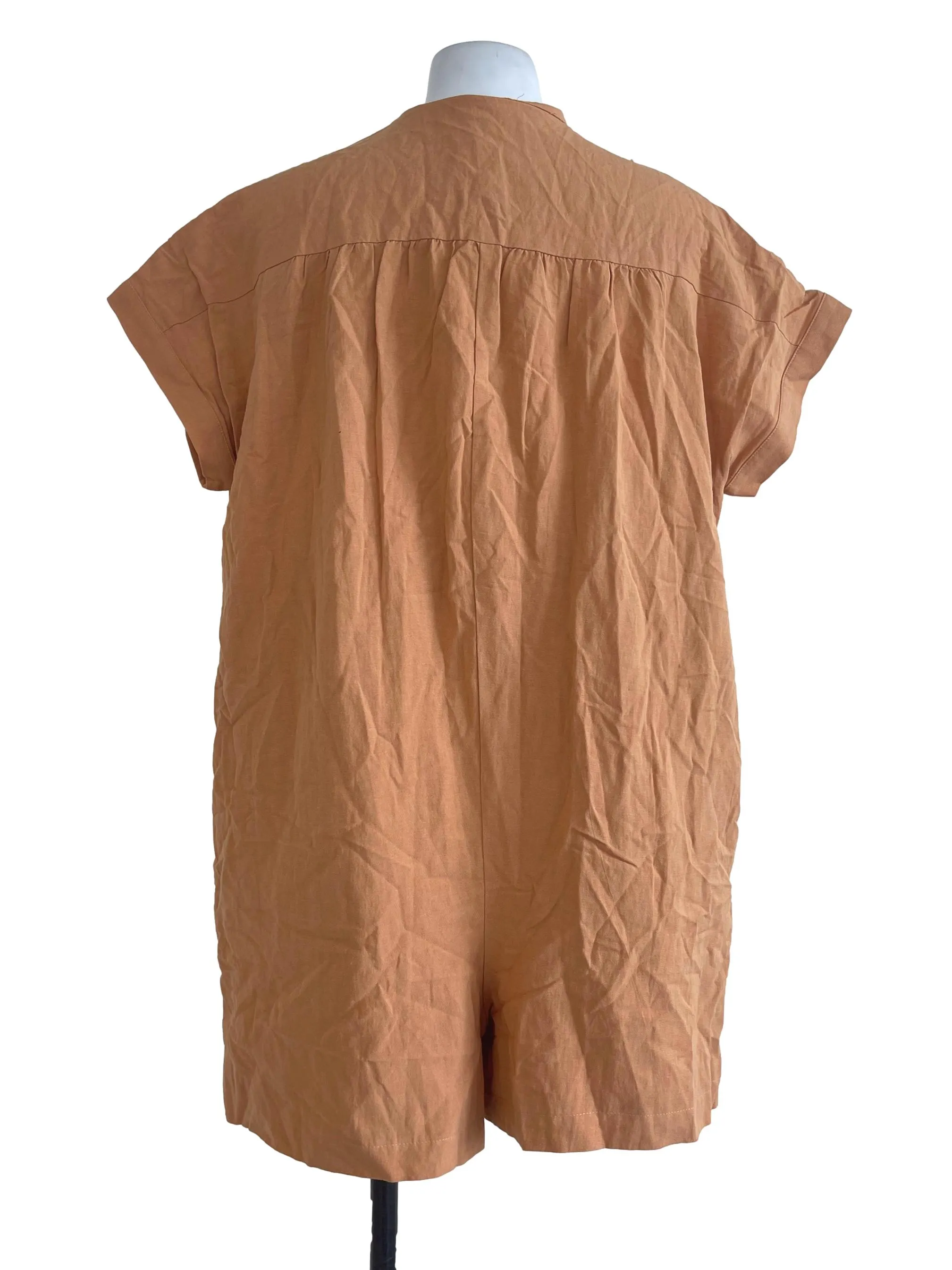 Orange Plain Casual Romper OSN