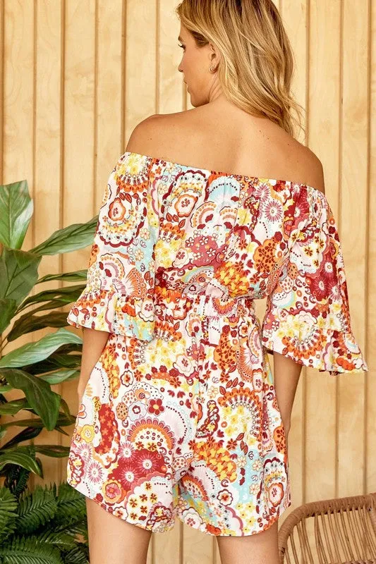 Paisley Off My Shoulder Romper