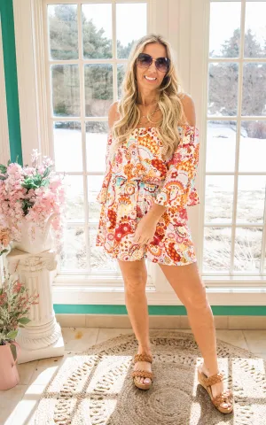 Paisley Off My Shoulder Romper