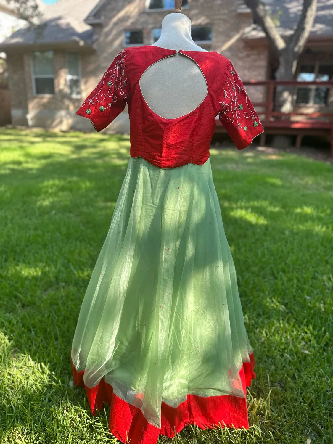 Party wear Indian dress Long Green long gown - Indian Designer Dress Mehendi Dress Haldi Dress