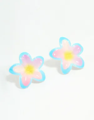 Pastel Acrylic Frangipani Stud Earrings