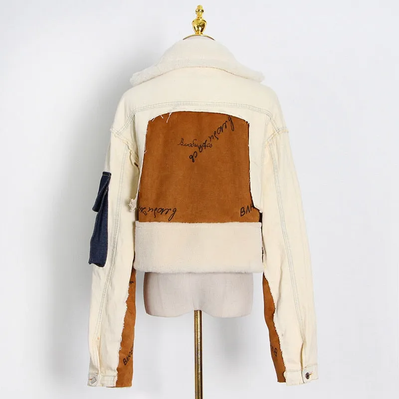 Patchwork Denim Lambswool Jacket