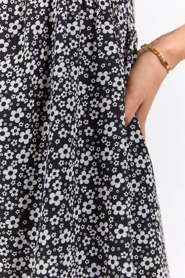 Perfect Mystery Black and White Printed Mini Dress