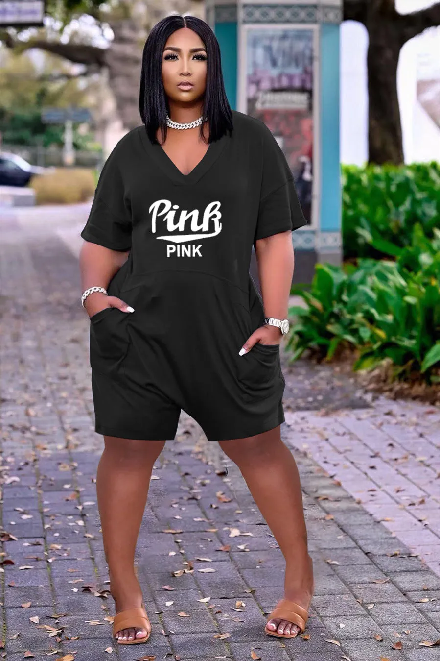 PINK printed jumpsuit（Non-brand) AR2116