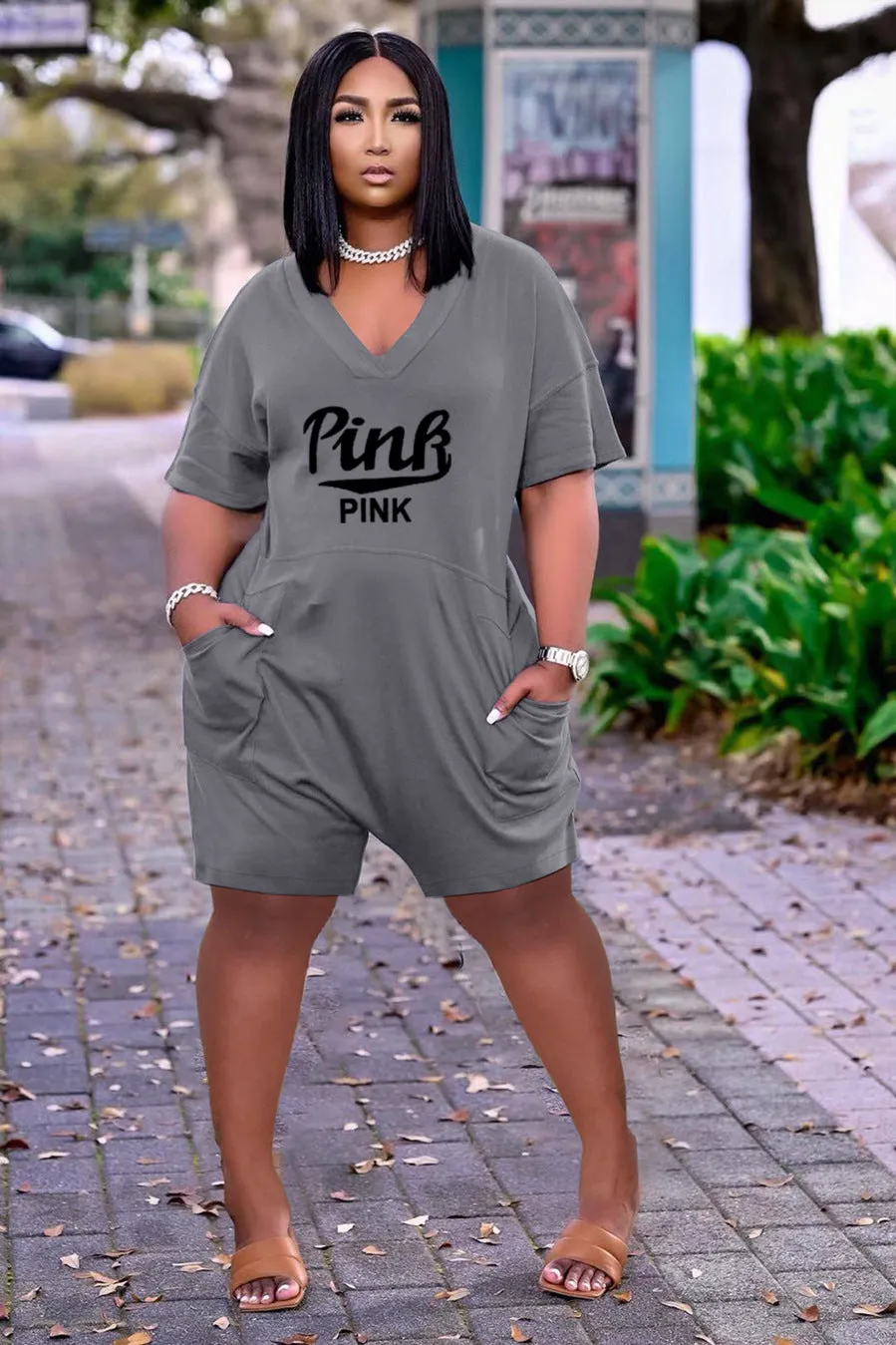 PINK printed jumpsuit（Non-brand) AR2116