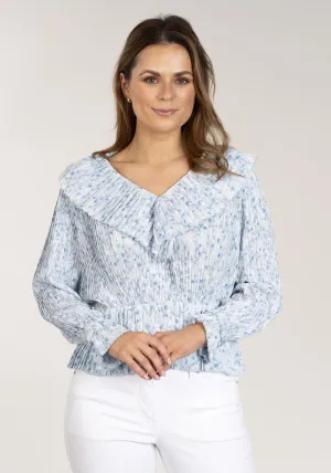 Pleated Printed Top - Blue