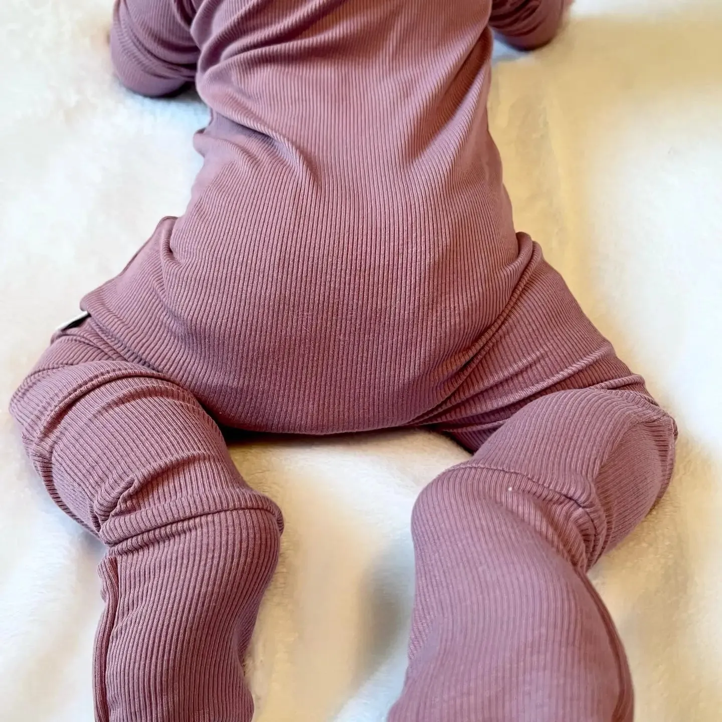 Plum Bamboo Ribbed Zippy