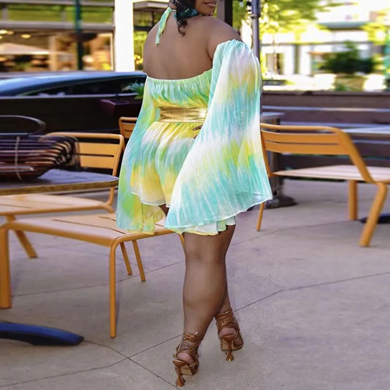 Print Sleeveless Halter Loose Romper