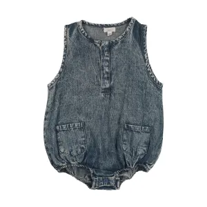 Printed Denim Piping Romper