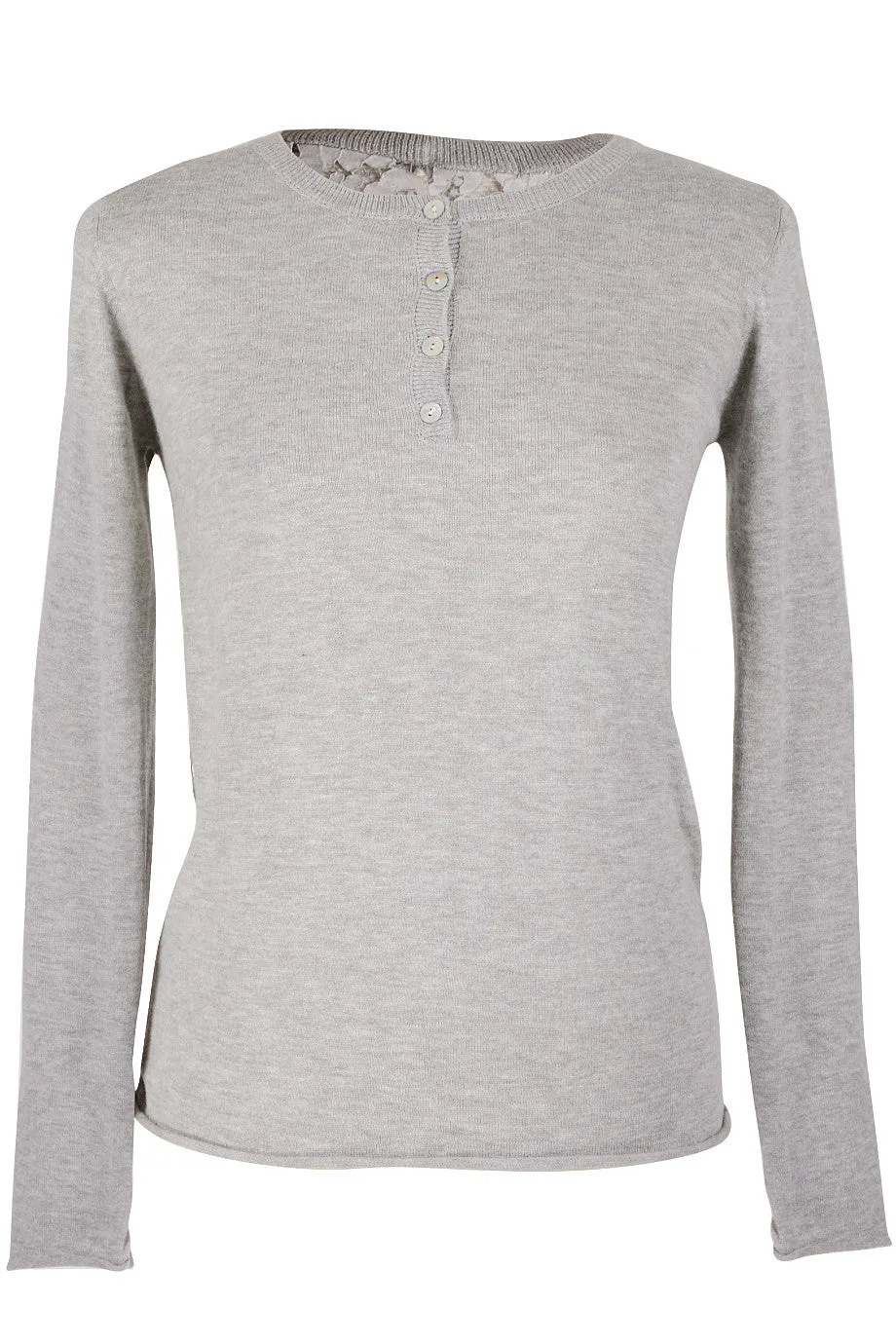 REA Grey Lace Sleeve Top