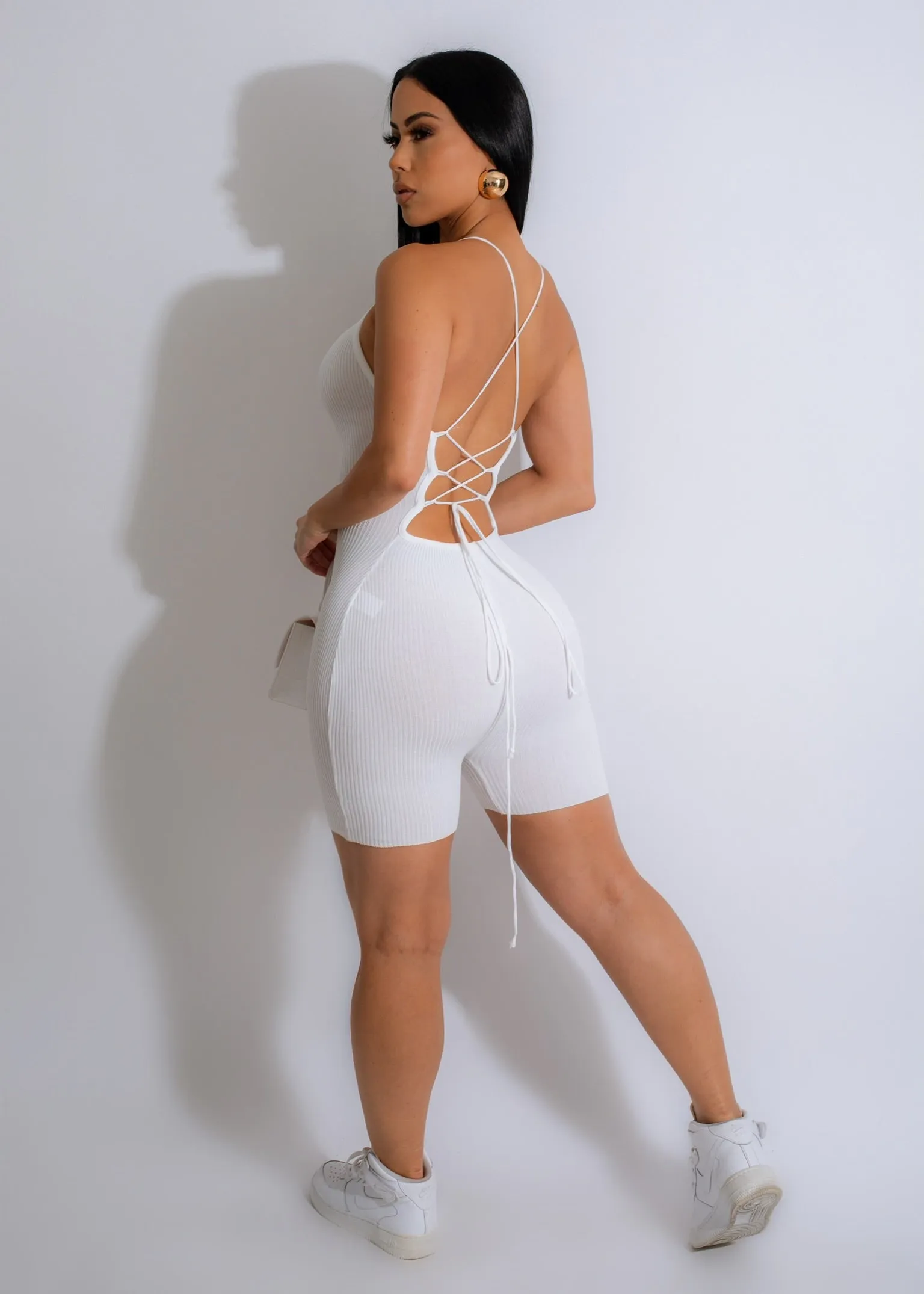 Really Like Your Body Ribbed Romper White