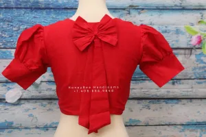 Red saree blouse,bow blouse,patterned saree blouse,silk saree blouse,Indian saree blouse,handloom saree blouse,stitched saree blouse,
