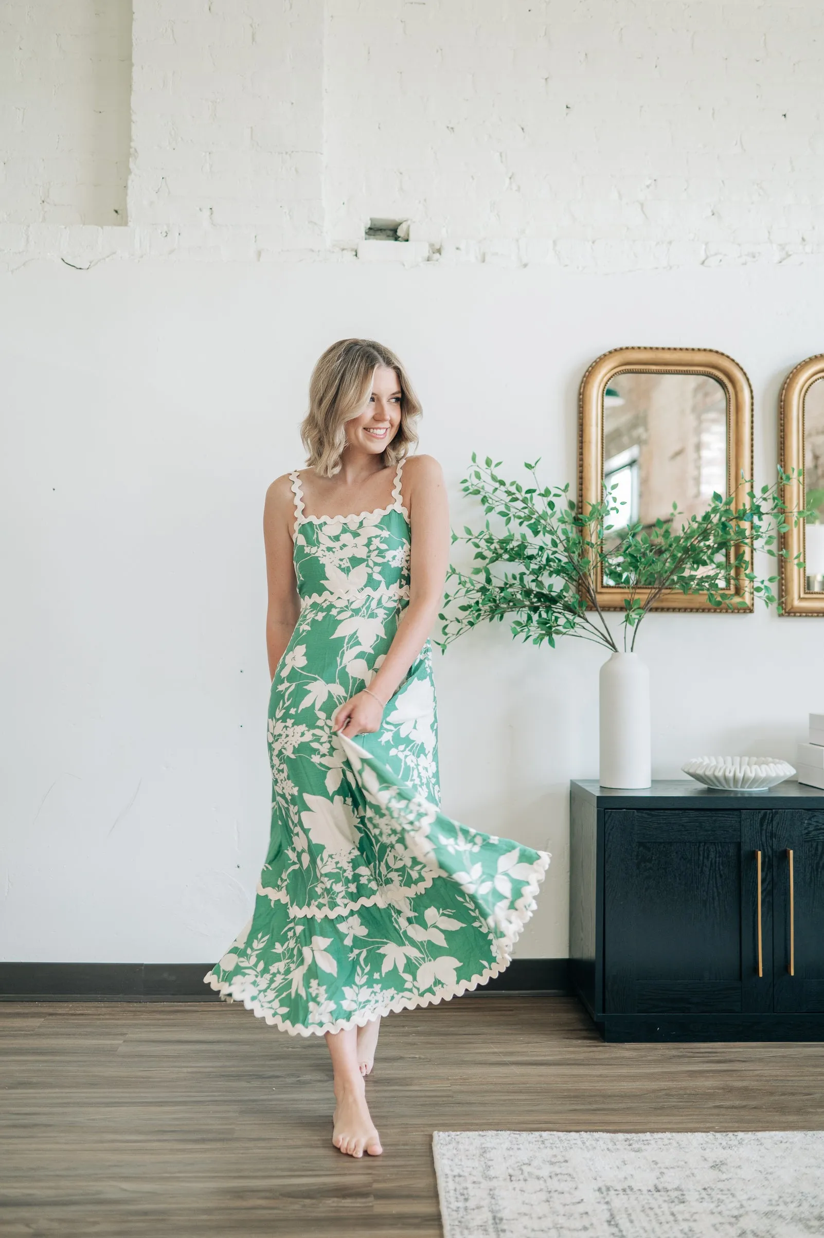 Sage Green Printed Dress