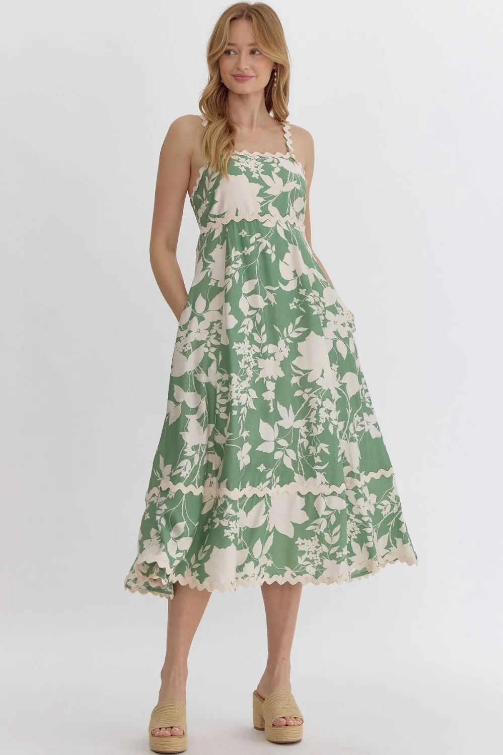 Sage Green Printed Dress