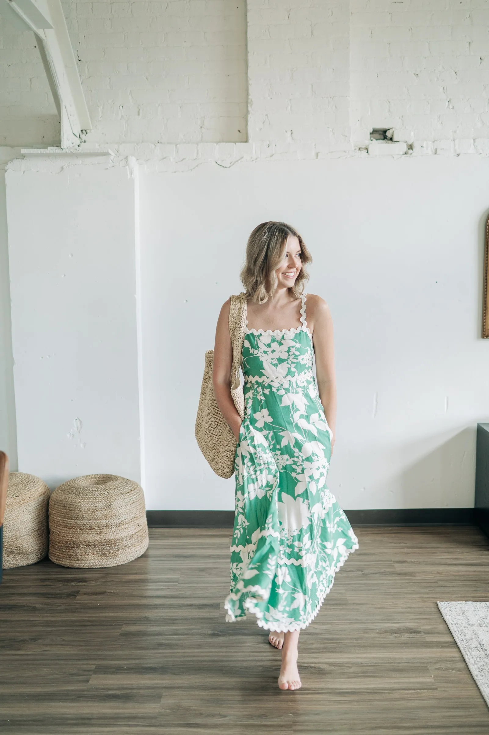 Sage Green Printed Dress