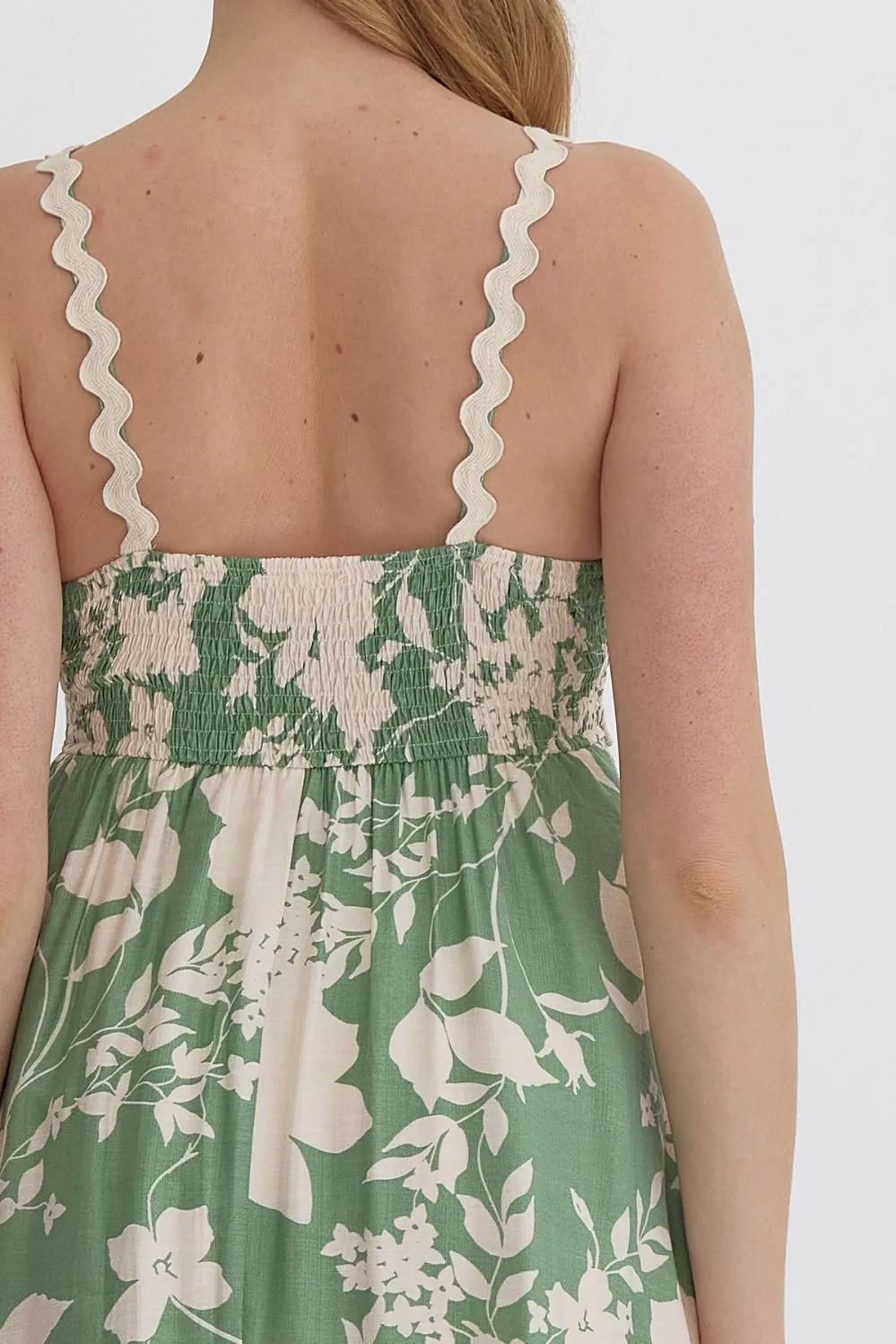 Sage Green Printed Dress
