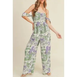 sage   lavender printed jumpsuit