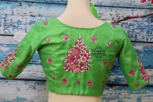 Saree Blouse | Stitched blouse|Maggam WorkBlouse|Silk Blouse | Pure silk | green blouse| indian Blouse|bollywood Blouse|Embroidery blouse