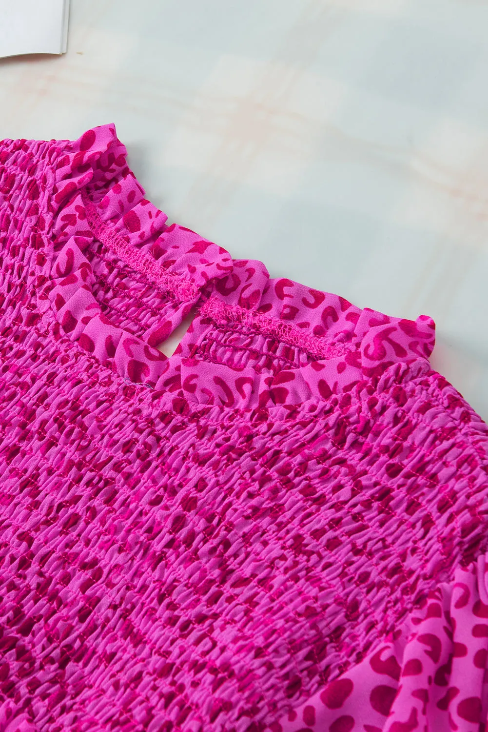 Shirred Puff Sleeve Flowy Blouse