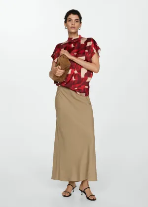 Short sleeve printed blouse - Dark Red
