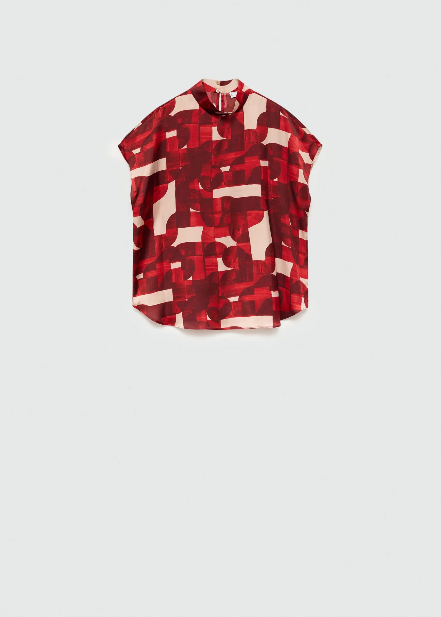 Short sleeve printed blouse - Dark Red