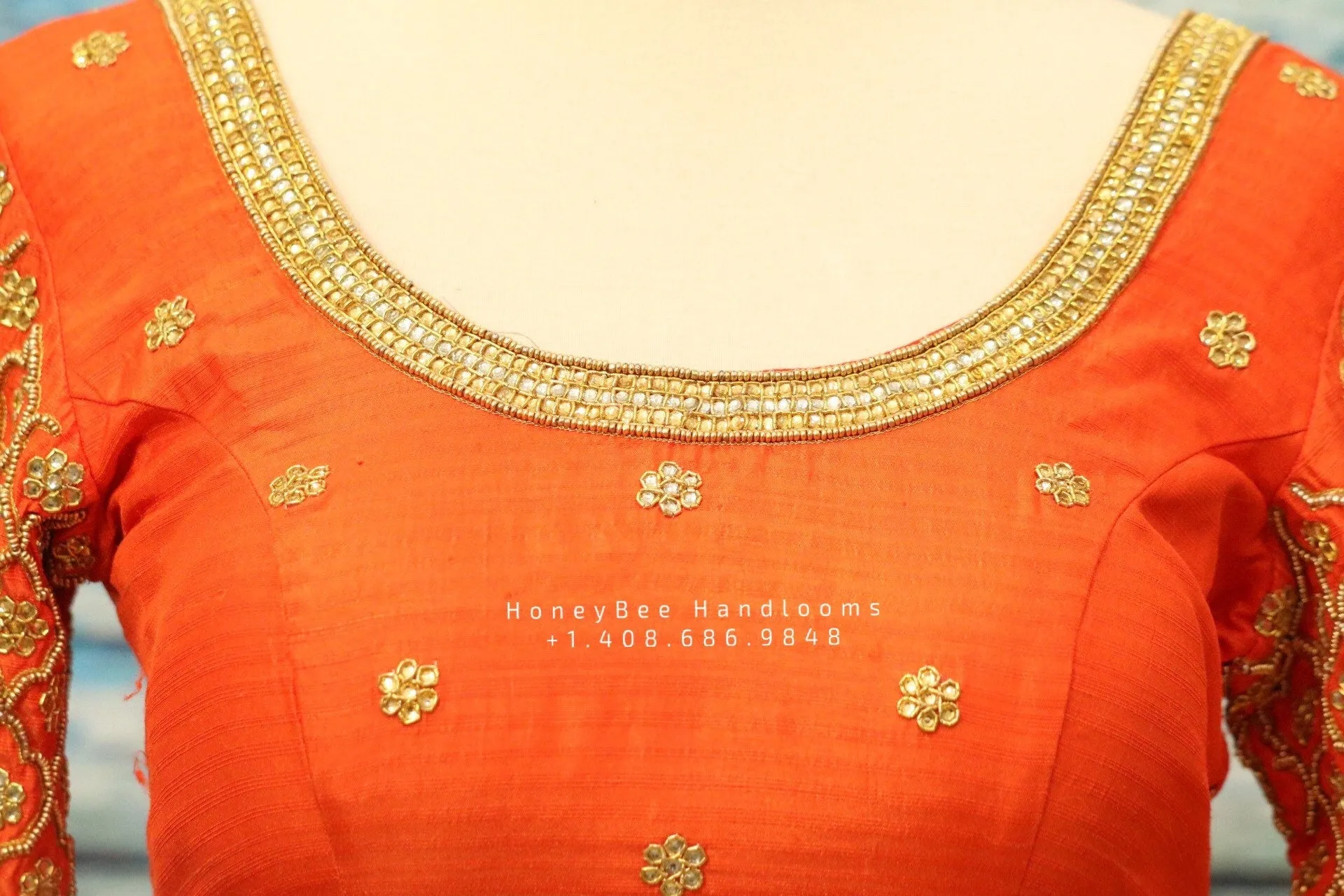 Silk Saree Blouse | Stitched blouse | Blouse!Silk Blouse | Pure silk Blouse | Ruffle sleev blouse| silver blouse- HoneyBee Handlooms