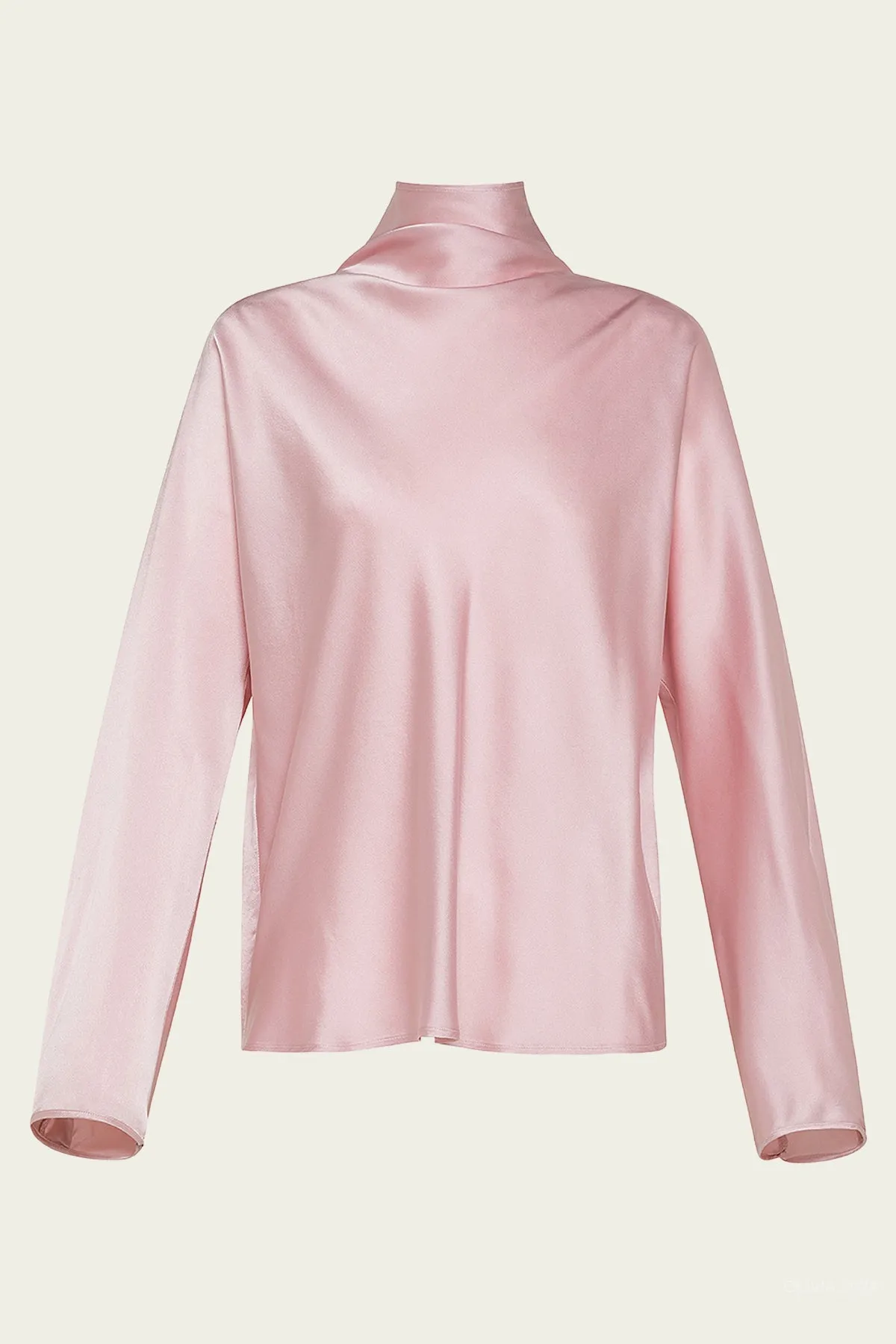 Silk Satin Carter Neck Shirt in Rose