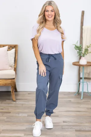 Slate Blue Lightweight Cargo Joggers